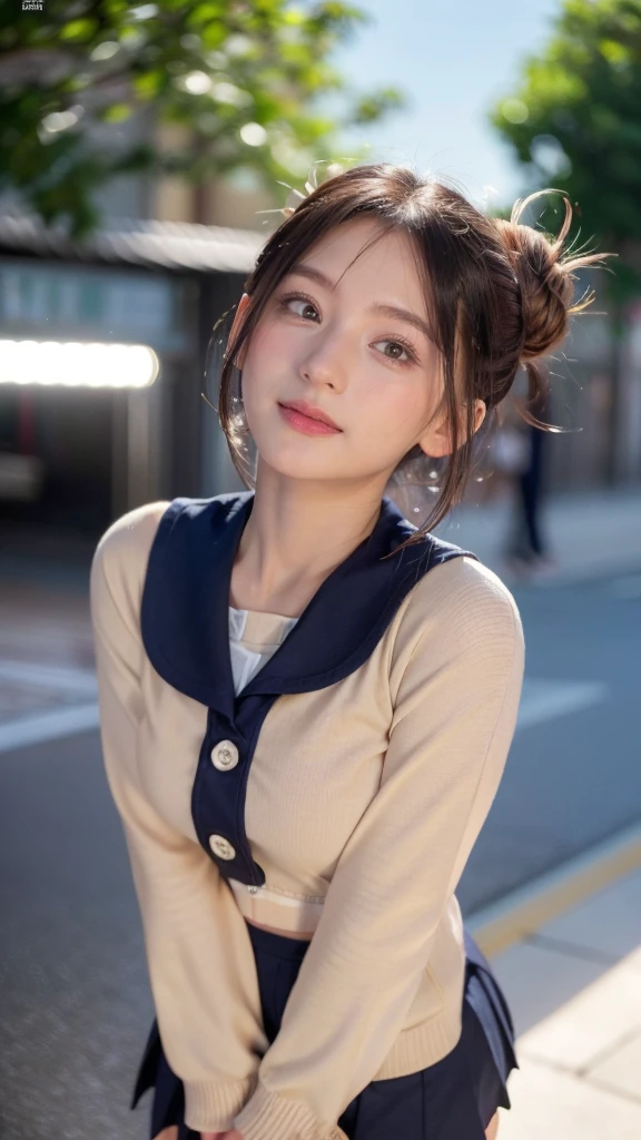 (((Windy、Wind thrusting up、Likely to be blown away、wind lift:1.2、Strong wind from bottom to top、Skirts twisted by the wind、Skirt swaying in the wind、Skirts that flutter in the wind、Standing facing down、Looking down on viewers、Putting up with、Surprised expression)))、((Japan 、(Button Up High School Uniform:1.3)、Dark blue uniform skirt、high socks、Underwear with see-through、The shape of the pubic area is clearly visible、pubick hair、the lower abdomen bristles))、((Emphasis on the thighs、white thighhig、Soft thighs、Inner thighs、Glossy thighs、Face-to-face angle、Standing at the front、Zoom camera in the crotch))、(((Angle from below)))、(sexual excitement:1.5)、NOWAI、8K、Raw photo、masterpiece、absurderes、top-quality、Best Illustration、hight resolution:1.1、The ultra-detailliert、portlate、hyper realisitic:1.4、sharp focus:1.4、realisitic、Photorealsitic:1.3、Cinema Lights、Film grain、masutepiece、a closeup、full body Esbian、depth of fields、eyes focus、looking at viewert、Beautiful detailed eyes、young、85mm lens、F/1.4、professionally lit、portlate、Photon mapping、Radio City、physically-based renderingt、Transparency、Glossy skin、Soft light、Lifelike face、Realistic body、real looking skin、pale skin、huge-breasted:1.2、well-styled、japanes、heart-shaped lip、eye shadow、Pink blush、makeups、camel's toe、long legged、pureerosface_v1:0.8、Floating hair、Unkempt hair、Floating Hair Nova FrogStyle、egyosar:1、Puffy eyes、Purple Eye、with round face、bangss、bokeh dof:1.2、dynamicposes、(Hairstyles tailored to Japan trends in 2023、cute little:1.5、a blond、Bun head、bangsouth closed、A sly smile:0.2、cleavage of the breast、Relaxing Pose)