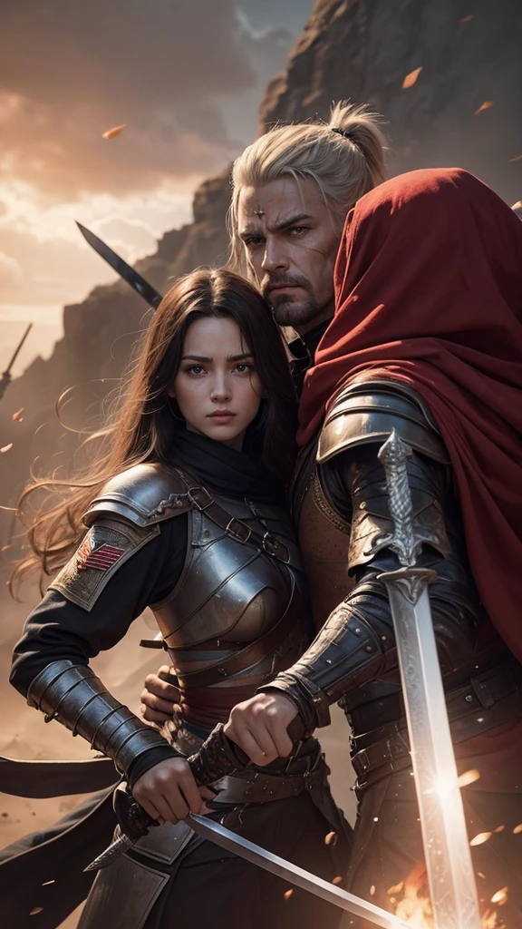 War characters from another universe holding swords