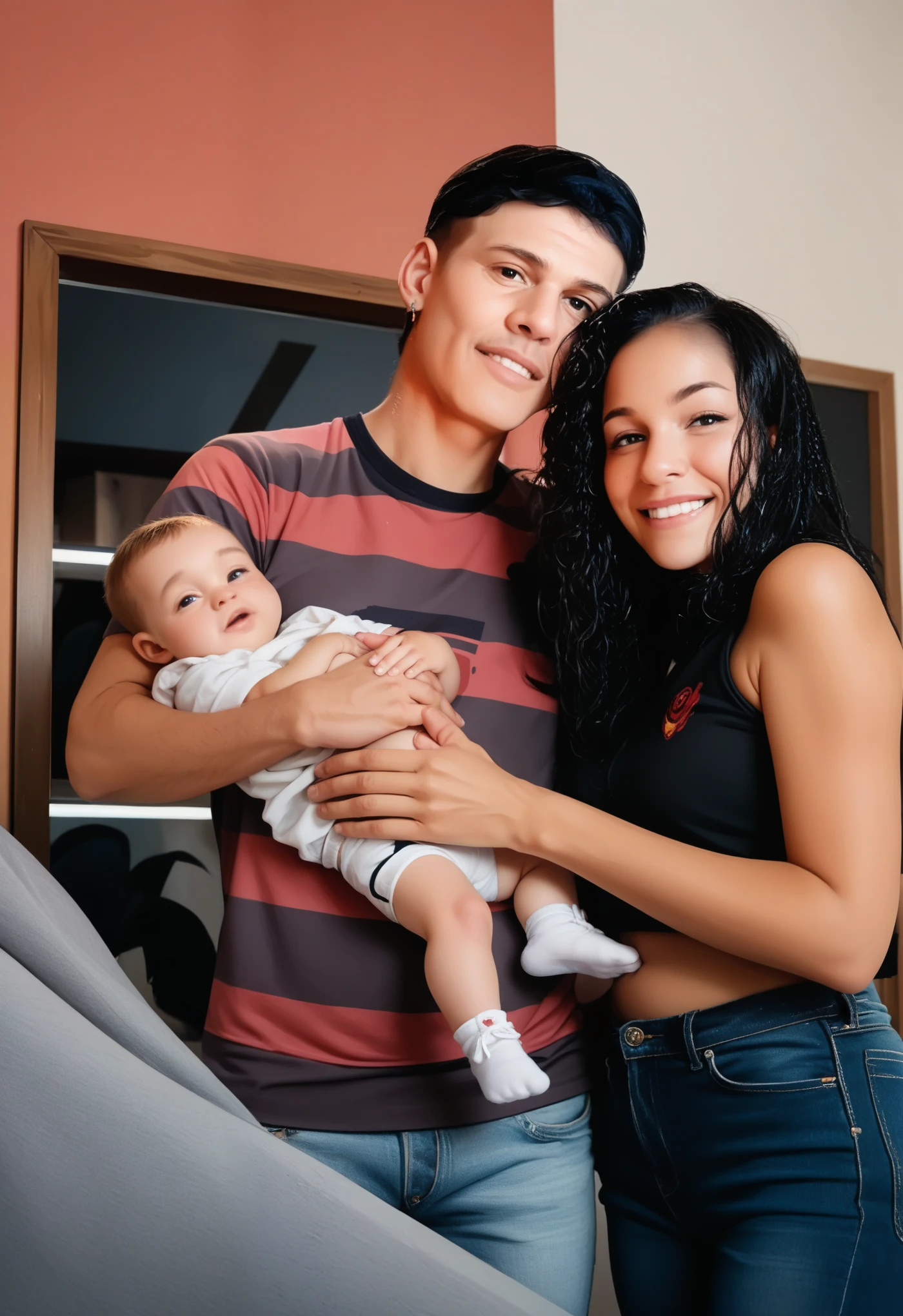 Father mother and baby