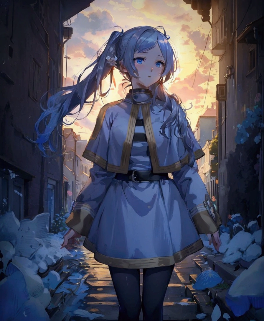 Anime girl in a blue dress stands in a narrow alley, artwork in the style of Gu Weiss, Anime cute art style, high detailed Official Artwork, Official Art, Official Artwork, Cute girl anime visual, Epic Light Novel Cover Art, Popular on artstation pixiv, From Ark of Tomorrow, Gu Weiss, Light novel cover, beautiful anime artwork