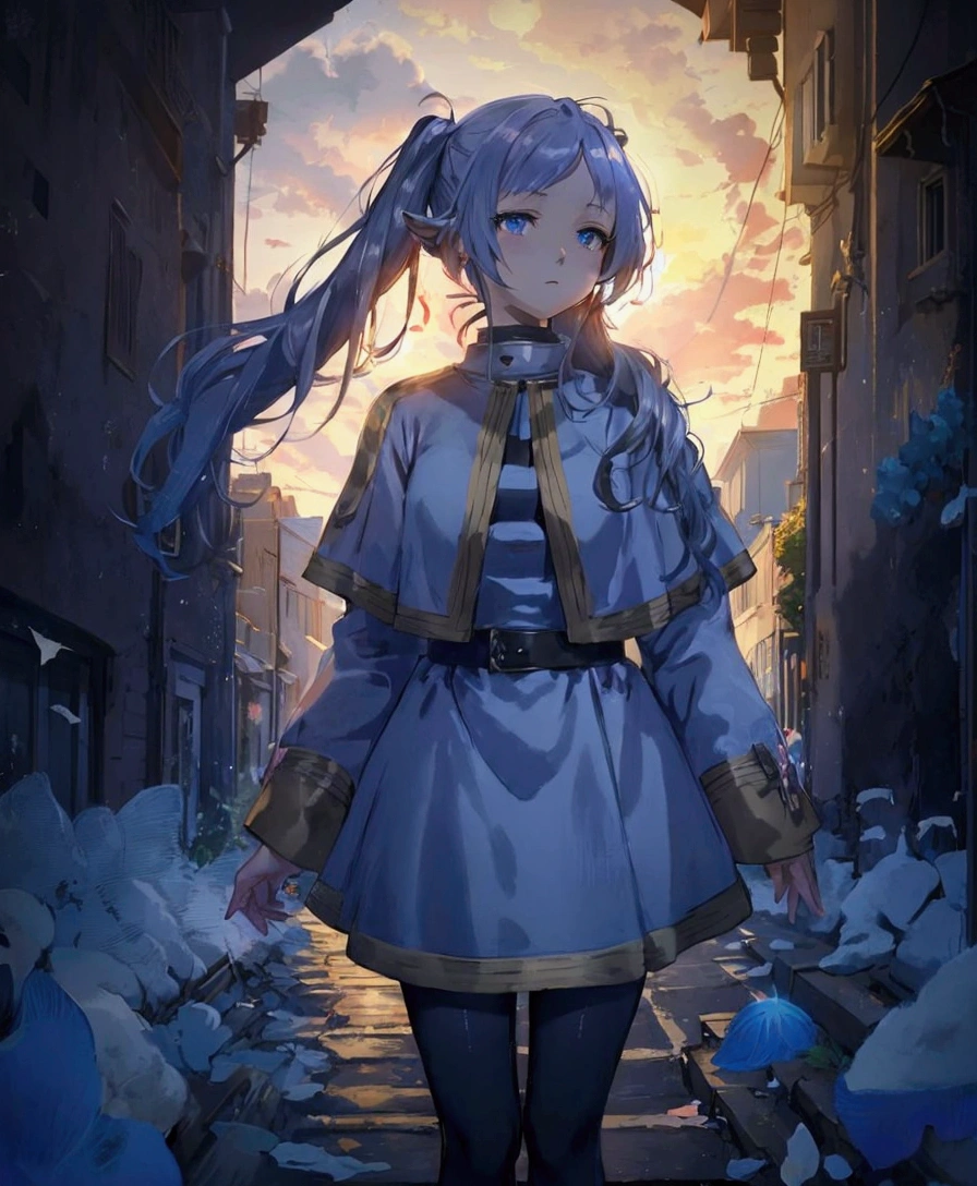 Anime girl in a blue dress stands in a narrow alley, artwork in the style of Gu Weiss, Anime cute art style, high detailed Official Artwork, Official Art, Official Artwork, Cute girl anime visual, Epic Light Novel Cover Art, Popular on artstation pixiv, From Ark of Tomorrow, Gu Weiss, Light novel cover, beautiful anime artwork