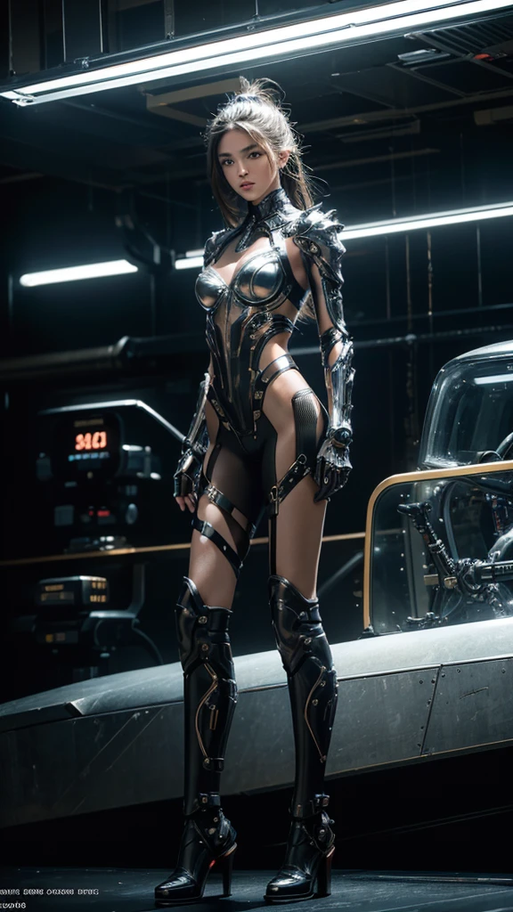 High-definition, masterpiece, ultra-high resolution, 32K, intricate details,
full-body, Victoria's Secret, mechanical structure, metallic elements, gear design, futuristic style, beautiful faces, fashion, soft ambient lighting, dynamic lighting effects, dynamic shot,
high-resolution photo, clear and exquisite