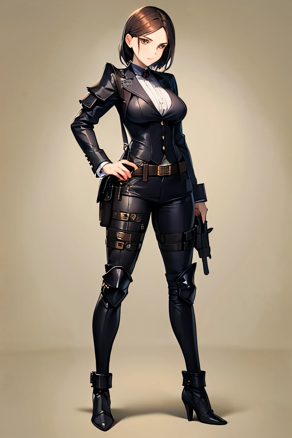 Tactical knight, light armor, tactical equipment, tactical straps, leather equipment, tactical accessories, knight accessories, 1girl, medieval background, tactical armored boots, knife sheath equipment, 1girl, full body, spy suit, gothic costume, elegant style, steampunk reference, palace dance salon, baroque details, hidden spy weapons, spy equipment hidden in clothes, gothic punk victorian elegant clothing, correas tácticas ocultas, spy girl, tactical spy equipment