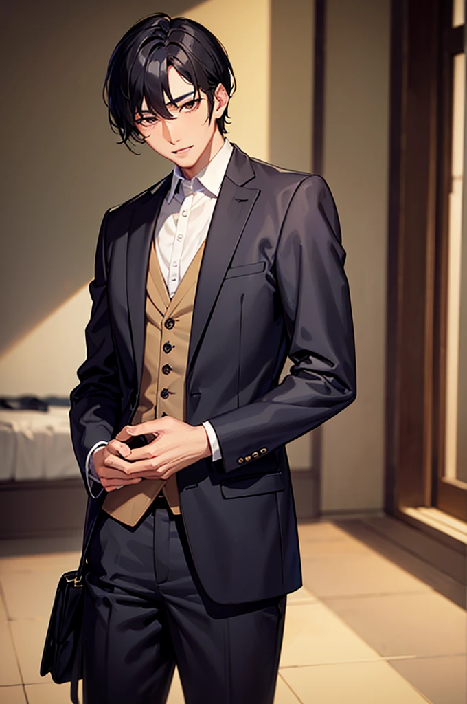 (1 Adult male),A high resolution, Sharp focus, Pixiv masterpiece, ((Complicated details)), highly detailed, natsuki_subaru, 1 man, with her mouth open,Be red in the face,full bodyesbian,sit astride,Crotch view, Golden eyes(eyes glowing), with short golden hair,white shirt,Wear a tie,Wear a belt,perspire,look from down