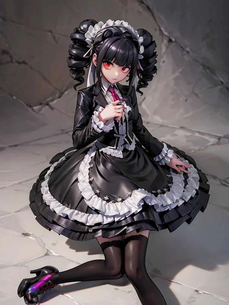 Celestia Ludenberg, Wearing black tights, hands on knees,Highest quality,((Highest quality)),((Tabletop)),((Perfect Face)),1 girl,Cold gaze,Long eyelashes, beauty,((Holographic)),(masterpiece:1.2, Highest quality),(Desolate desert background) , (Beautiful attention to detail: 1.2), (非常にdetailedな CG Unity 8K 壁紙, masterpiece, Highest quality, 非常にdetailed, Best Shadow), (detailedな背景), Chaotic Abstractionな背景, Vector Trace, Gradient blending and artistic elements add depth to your work. The overall atmosphere is creepy and nightmarish....., With a unique artistic touch. This movie is、The dark and crazy world of horror movies depicted in HD., Evoke visual stimuli and aesthetic sense, それ will terrify and excite the audience....,watercolor画, The background is a dark and desolate landscape, Horror movie atmosphere. Her figure is very beautiful, Emphasizing the dark and crazy elements. Skillfully expressing the effects of light and shadow, detailed, The face and expression of the black costume are also carefully drawn.....,sketch (Character design sheet, same characters, whole body, Three-View, front, ~ ~ ~ ~ ~ side, return) 1 female, Nervous,Cowboy Shot,,(Very bright:1.1), White Background, [1 girl:7], (Tilt your head:1.2), ([sketch|watercolor \(Moderate\)]:1.15),Chaotic Abstraction