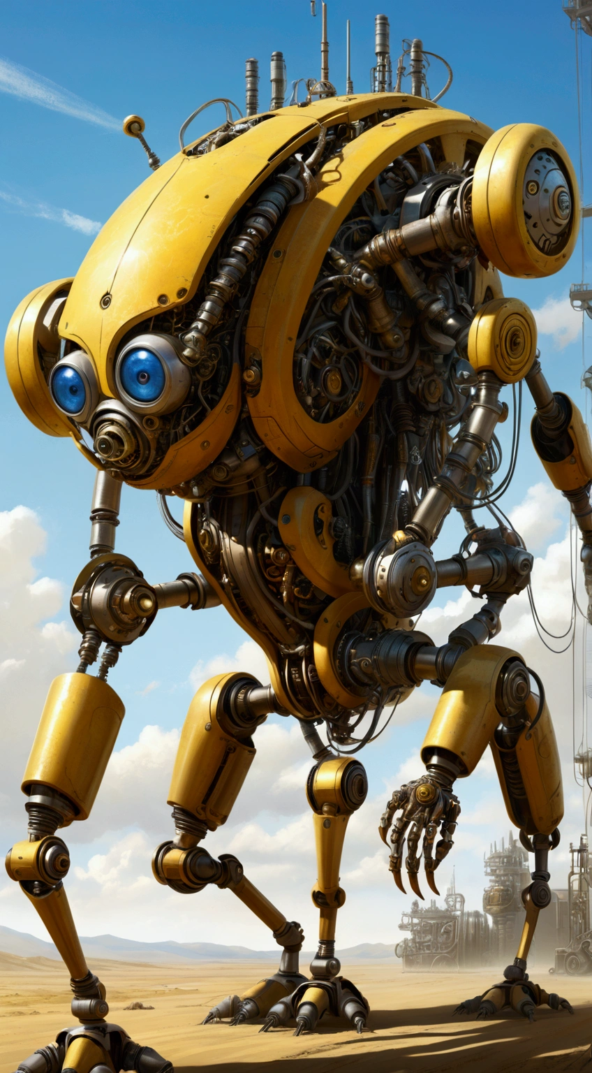 image of a {mechanical creature}, concept art illustration, rough and dynamic