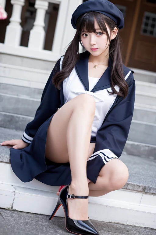 Sailor suit、High heels、Beautiful feet、anime、beautiful girl、Licorice Recoil