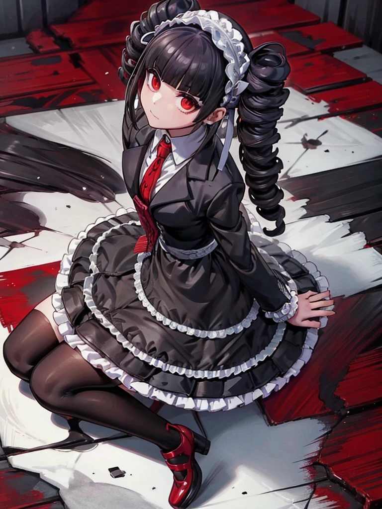 Celestia Ludenberg, Wearing black tights, hands on knees,Highest quality,((Highest quality)),((Tabletop)),((Perfect Face)),1 girl,Cold gaze,Long eyelashes, beauty,((Holographic)),(masterpiece:1.2, Highest quality),(Desolate desert background) , (Beautiful attention to detail: 1.2), (Very detailedな CG Unity 8K 壁紙, masterpiece, Highest quality, Very detailed, Best Shadow), (Detailed Background), Chaotic abstract background, Vector Trace, Gradient blending and artistic elements add depth to your work. The overall atmosphere is creepy and nightmarish....., With a unique artistic touch. This movie is、The dark and crazy world of horror movies depicted in HD., Evoke visual stimuli and aesthetic sense, それ will terrify and excite the audience....,Watercolor, The background is a dark and desolate landscape, Horror movie atmosphere. Her figure is very beautiful, Emphasizing the dark and crazy elements. Skillfully expressing the effects of light and shadow, 