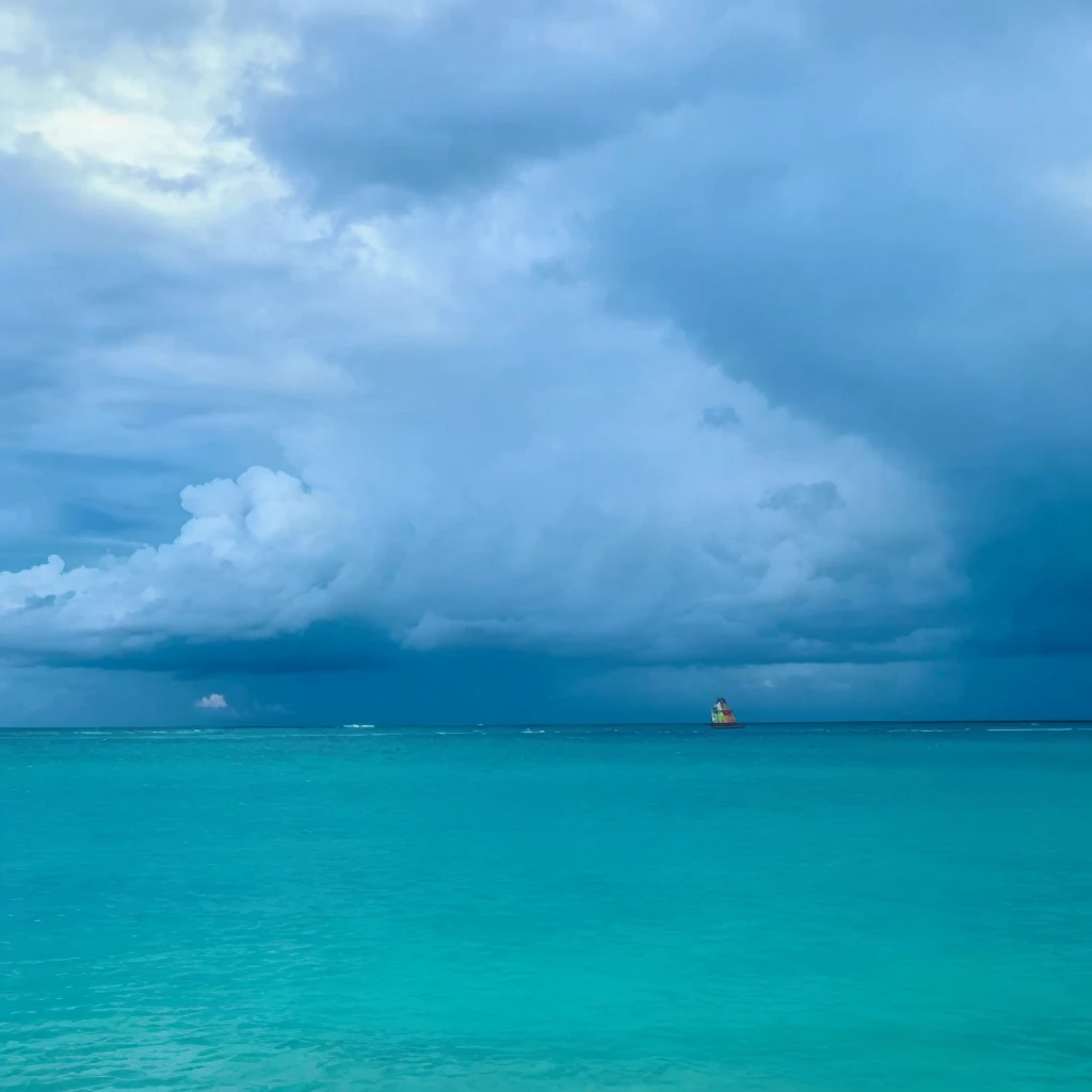 Beautiful ocean and the cloudy sky about to rain