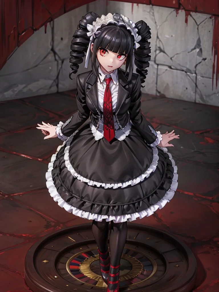 Celestia Ludenberg, Wearing black tights, hands on knees,Highest quality,((Highest quality)),((Tabletop)),((Perfect Face)),1 girl,Cold gaze,Long eyelashes, beauty,((Holographic)),(masterpiece:1.2, Highest quality),(Desolate desert background) , (Beautiful attention to detail: 1.2), (Very detailedな CG Unity 8K 壁紙, masterpiece, Highest quality, Very detailed, Best Shadow), (Detailed Background), Chaotic abstract background, Vector Trace, Gradient blending and artistic elements add depth to your work. The overall atmosphere is creepy and nightmarish....., With a unique artistic touch. This movie is、The dark and crazy world of horror movies depicted in HD., Evoke visual stimuli and aesthetic sense,