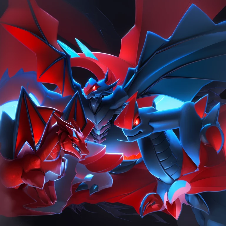 pokemon blue and red dragon with large wings and a tail, similar to pokemon, new pokemon, pokemon art style, illustration pokemon, style of pokemon, fire type, charizard, vyverns, for pokemon red and blue, conceptual mystery pokemon, polychaeta, official art, :3, (sharp), dialga the pokémon, by Leo Goetz