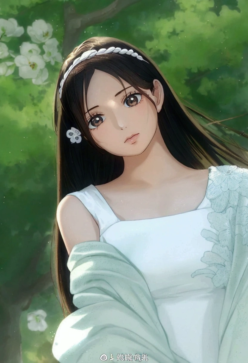 one piece style, a close up of a woman with long hair wearing a white dress, young and cute girl, beautiful young girl, chinese girl, cute young girl, very beautiful girl, beautiful asian girl, a cute young woman, cute beautiful, gorgeous chinese model, white hime cut hairstyle, asian girl with long hair, xintong chen, young cute wan asian face