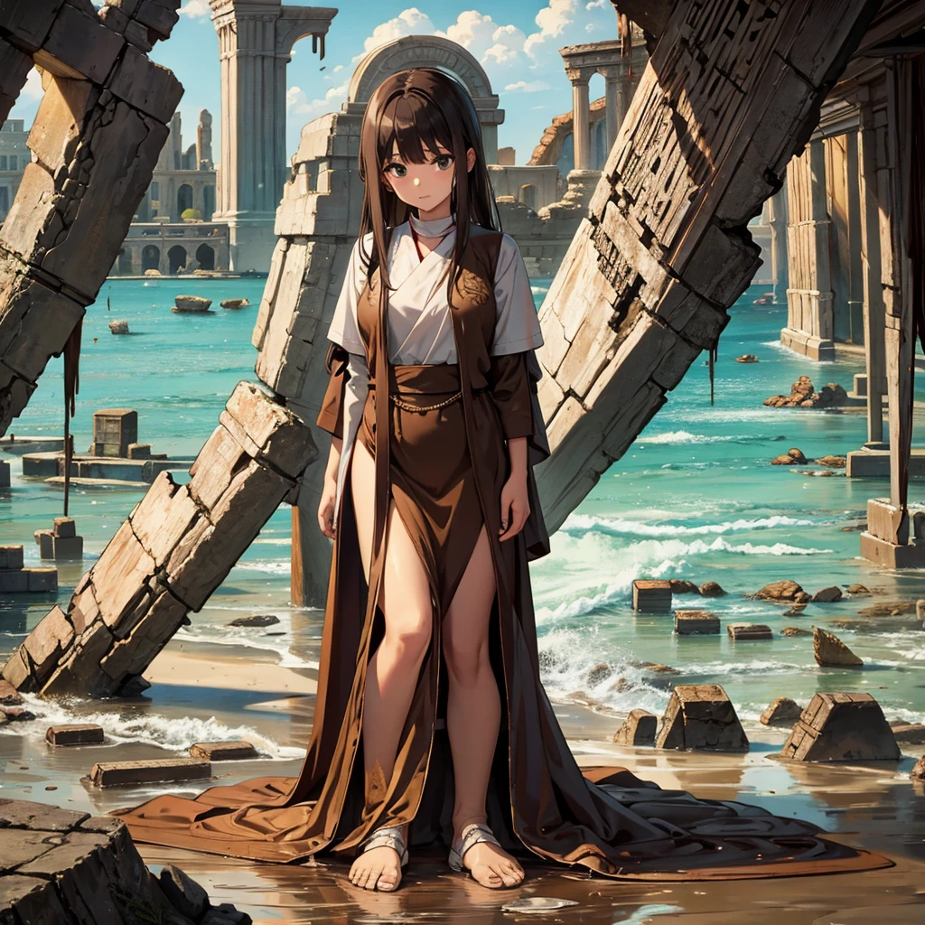 Best illustrations、Best Quality、(No humans、Background only)、((((Sea of mud、Brown Sea、ancient ruins))))