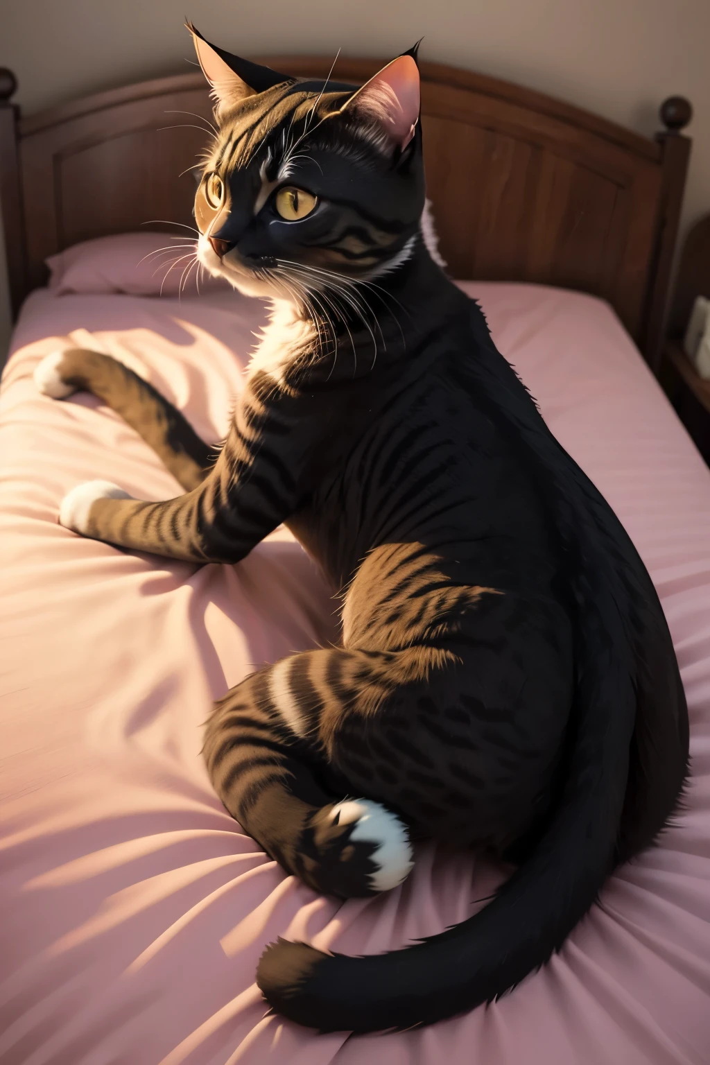 calico cat on bed