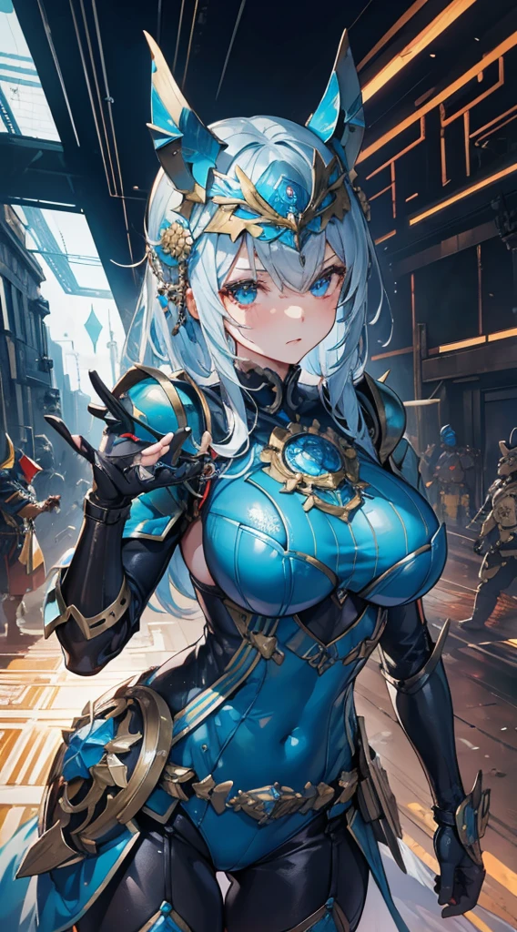 ((Highest quality、unity 8k wallpaper、32k、masterpiece、Very detailed、Ultra-high resolution、Ultra-high resolution、 Very detailedな顔, RAW Photos, Professional, Ultra-fine painting, Anatomically correct lizard man)) AndroidKotegawa Yui morphing into lizardwomen, kotegawayui, Long black hair, Yellow Eyes, ((Reptile Eyeouth with sharp fangs,,、From shoulder to collarbone、It is covered with fine scales up to its neck..、(In the ass、juxtaposition, Impressive lizard tail stretching from tailbone to spine) 、Lizard legs with sharp claws、Fine blue scales that grow like thigh-length socks、Fine blue scales that grow like long gloves、Long nails)、Nipples are fully visible、((There are fine scales on the sides、It has fine blue scales growing around its waist.., Scales on the back、Scales from flank to thigh))、The boundary between the scales and the skin is unclear、Mechanical Lizard、Androidization、Mechanical Body、Mechanical scales all over its body、Robot Joints、