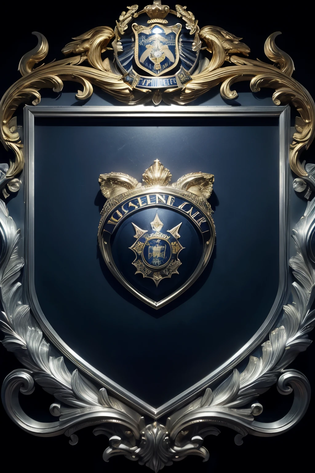 dark blue background representing the seriousness and confidence of the police. At the center, a golden emblem with a stylized lion, symbolizing courage and leadership. Below the lion, silver scales of justice can be included, symbolizing equity and impartiality. Around the emblem, in gold or silver letters, you can write "legendary infants".