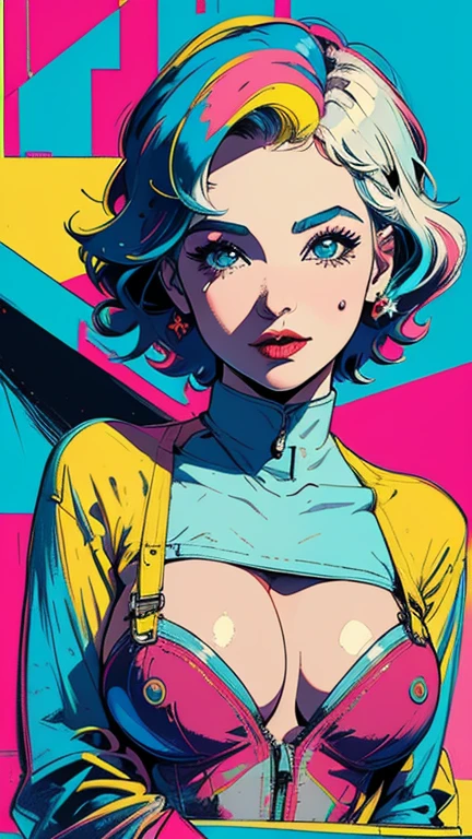(((masterpiece, Highest quality))),(((alone:1.2))),(((One girl:1.2))),32K Wallpapers, Very detailed, Poster, Vintage Science Fiction,(((((geometric cinematic movie Poster))))), (Bauhaus), shape,(((Abstract))),(cyber punk),movie Poster,(((((portfolio))))),(((((close))))),(((((breast enhancement))))),((((More Angles)))),(((highlight))),Vast landscape,((((Heterochromia iridis)))),(((completion. Detailed face))),(((Very talented))),(((The most complex machine))),((Overall colorful)),(((Andy Warhol style:1)))