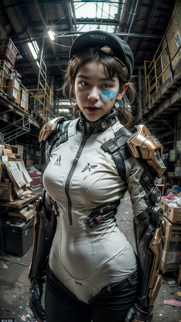 ((best quality)), ((masterpiece)), ((realistic)), (detailed), (photo-realistic:1.5), futuristic girl, (thick body), (white bodysuit), lights on armor, cybernetic headwear, looking at viewer, dynamic pose, post-apocalyptic, destroyed city background, buildings on fire, sci-fi, high resolution, ray tracing, super resolution, subsurface scattering, PBR texturing, post processing, anisotropic filtering, depth of field, best sharpness and clarity, rule of thirds, 8K RAW, (luminous particles:1.4), (extremely detailed cg, unity 8k wallpaper, 3d, cinematic lighting, lens flare), reflection, sharp focus, cyberpunk art, cyberpunk architecture, moisturized skin, realistic body, (16 years old), (girl), earrings, (cute face), vivid colors, bokeh, stimulating atmosphere, unique encounters, playful interactions, lively crowds, wind blowing, fantastic, dynamic, (fisheye lens), neon, cyberpunk movie, cyberpunk city, fight, war, lightning,