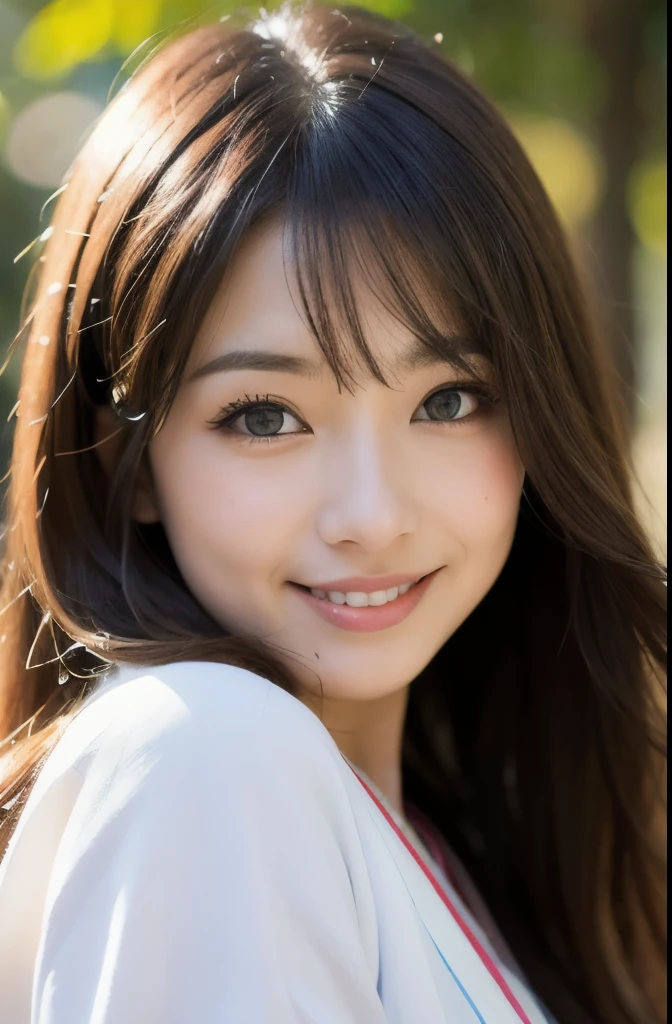 best quality, face focus, soft light, ultra high res, (photorealistic:1.4), RAW photo,(Shinozaki Ai), white skin, kawaii,
1 Japanese girl, solo, cute, smile, (pupil, lights in the eyes), detailed beautiful face, Medium-sized breasts,(high resolution detail of human skin texture),(long hair),(portrait), upper body, white traditional kimono, in the forest,