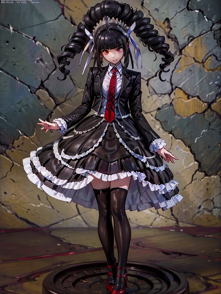Celestia Ludenberg, Wearing black tights, 1 girl,Highest quality,((Highest quality)),((Tabletop)),((Perfect Face)),1 girl,smile,beauty,((Holographic)), (Desolate desert background) (Beautiful attention to detail: 1.2), (Highly detailed CG Unity 8K wallpapers, masterpiece, Highest quality, Very detailed, Best Shadow), (Detailed Background),People Girls, sketch,Cinematic,Like the cover of a movie