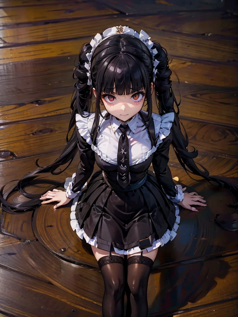 Celestia Ludenberg, Wearing black tights, 1 girl,Highest quality,((Highest quality)),((Tabletop)),((Perfect Face)),1 girl,smile,beauty,((Holographic)), (Desolate desert background) (Beautiful attention to detail: 1.2), (Highly detailed CG Unity 8K wallpapers, masterpiece, Highest quality, Very detailed, Best Shadow), (Detailed Background),People Girls, sketch,Cinematic,Like the cover of a movie