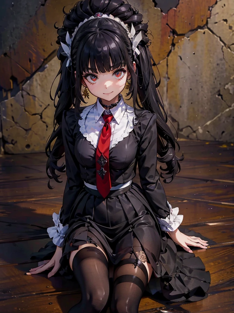 Celestia Ludenberg, Wearing black tights, 1 girl,Highest quality,((Highest quality)),((Tabletop)),((Perfect Face)),1 girl,smile,beauty,((Holographic)), (Desolate desert background) (Beautiful attention to detail: 1.2), (Highly detailed CG Unity 8K wallpapers, masterpiece, Highest quality, Very detailed, Best Shadow), (Detailed Background),People Girls, sketch,Cinematic,Like the cover of a movie