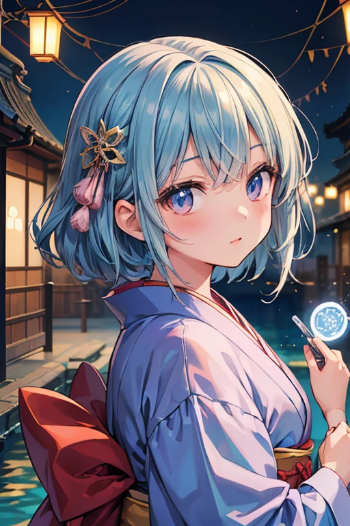 (((Two-dimensional beautiful girl、Like Japan cartoons、artificial human world)))、Highest quality、on its own、magician、magicianのローブ、Water Magic、Two-dimensional beautiful girl、Japanese anime girl