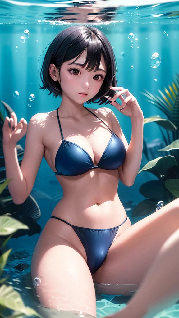 Beautiful girl,sexy lady, blue light bikini girl, camel toe,
short hair black, Underwater, sea water, wet, ดำน้ำทะเล,