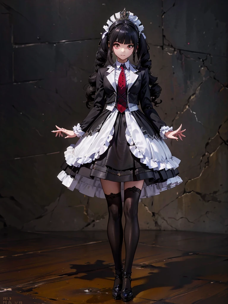 Celestia Ludenberg, Wearing black tights, 1 girl,Highest quality,((Highest quality)),((Tabletop)),((Perfect Face)),1 girl,smile,beauty,((Holographic)), (Desolate desert background) (Beautiful attention to detail: 1.2), (Highly detailed CG Unity 8K wallpapers, masterpiece, Highest quality, Very detailed, Best Shadow), (Detailed Background),People Girls, sketch,Cinematic,Like the cover of a movie