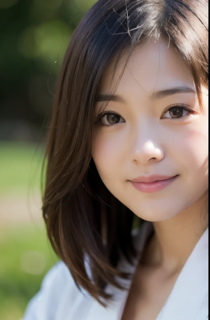 best quality, face focus, soft light, ultra high res, (photorealistic:1.4), RAW photo,(Shinozaki Ai), white skin, 
1 Japanese girl, solo, cute facial expression , kawaii, smile, (pupil, lights in the eyes),  detailed beautiful face, busty,(high resolution detail of human skin texture),(long hair),(portrait), upper body, white traditional kimono, in the forest,