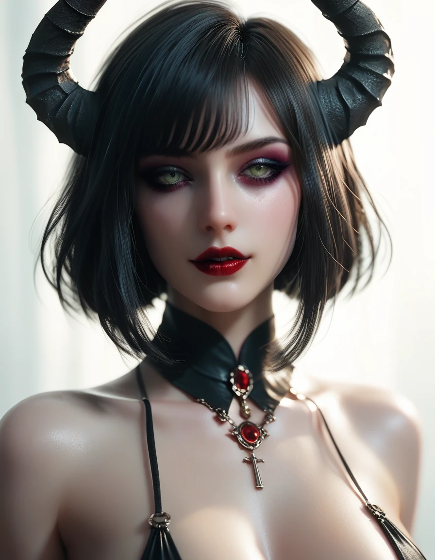  masterpiece, best quality, Eliza, vampire, face portrait, beautiful, horns