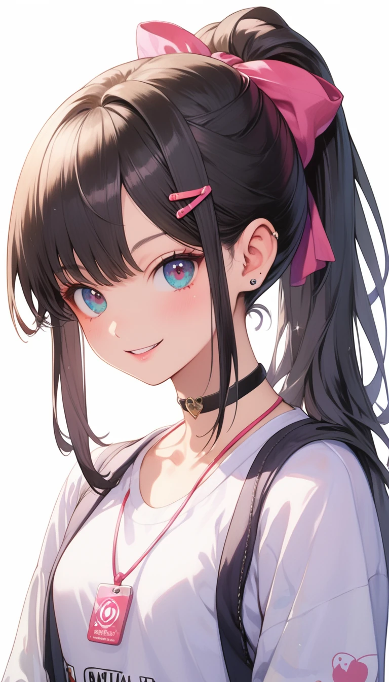 Masterpiece, Score_9, score_8_up, 8k, ultra-detailed, Ultra-high resolution, high-quality, 1girl, cute, perfect anatomy, black hair, ponytail hair, teasing