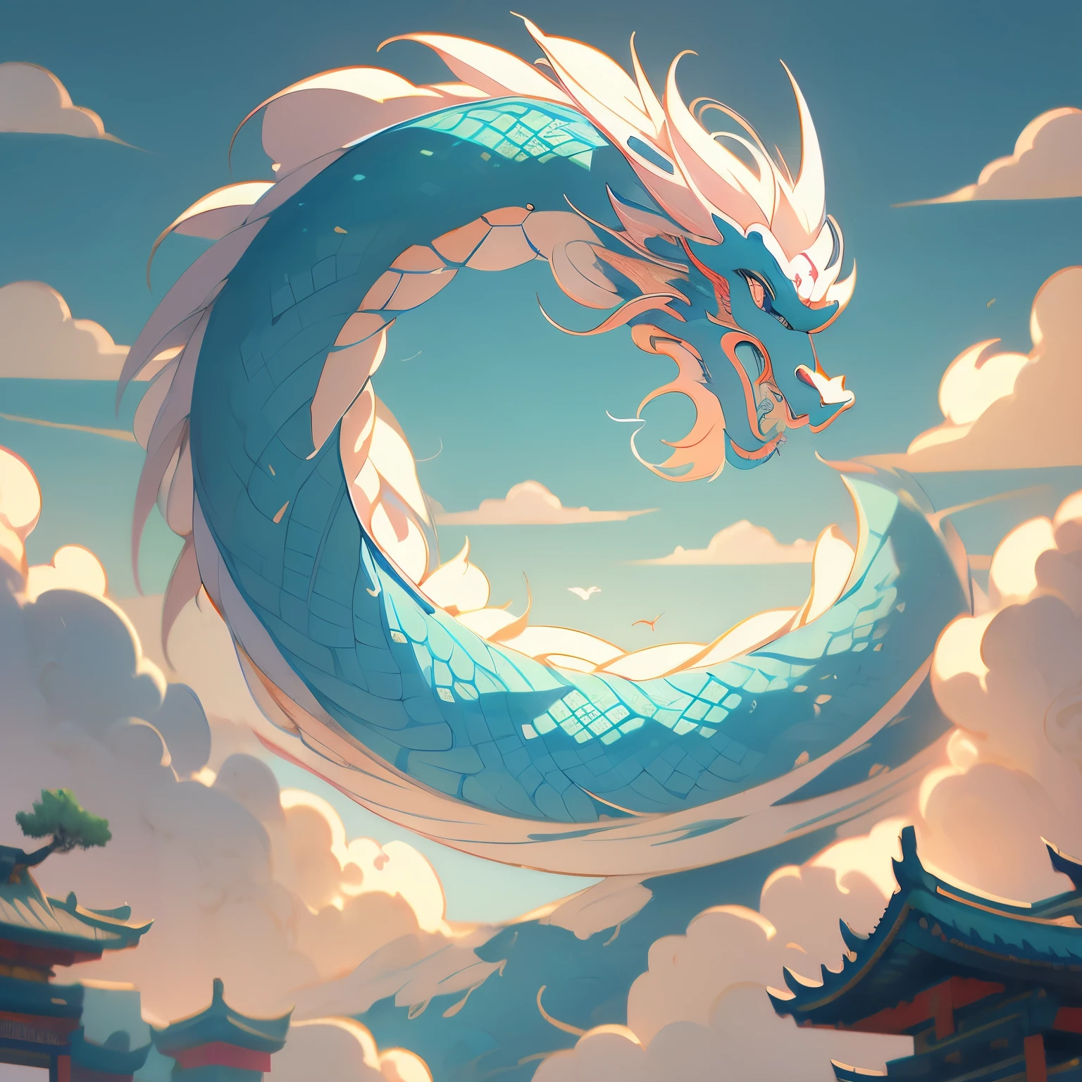 chinese dragon painting on a wall, highly intricate and colorful, dragon art, majestic japanese dragon, dragon in the sky, lung dragon, chinese dragon, ✏️🎨, a dragon made of clouds, very detailed and colorful, cyan chinese dragon fantasy, chinese fantasy, oil painting of dragon, vaporwave colors!, smooth chinese dragon, colourful!! highly detailed