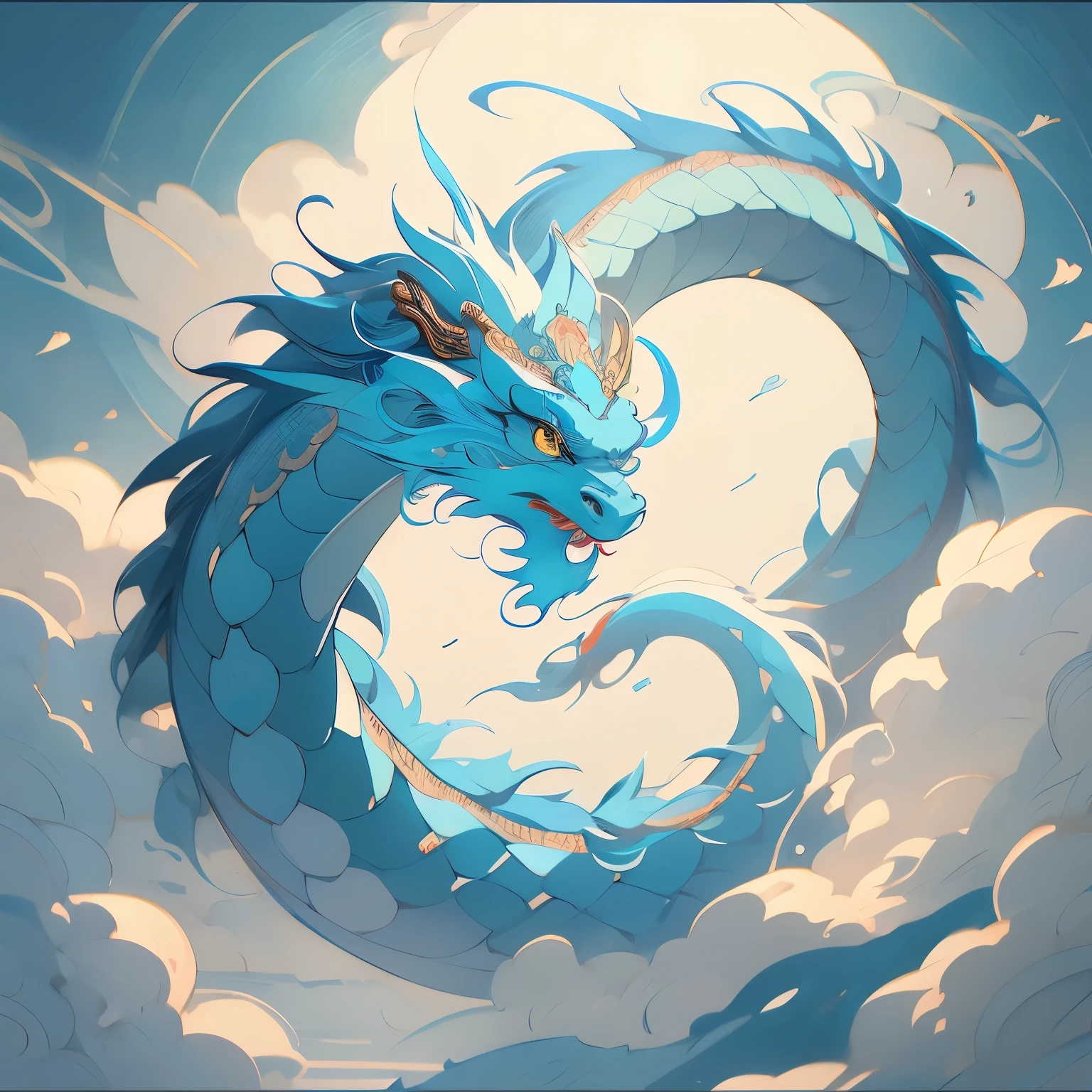 chinese dragon painting on a wall, a detailed painting by Russell Dongjun Lu, tumblr, psychedelic art, highly intricate and colorful, dragon art, majestic japanese dragon, dragon in the sky, lung dragon, chinese dragon, ✏️🎨, a dragon made of clouds, very detailed and colorful, cyan chinese dragon fantasy, chinese fantasy, oil painting of dragon