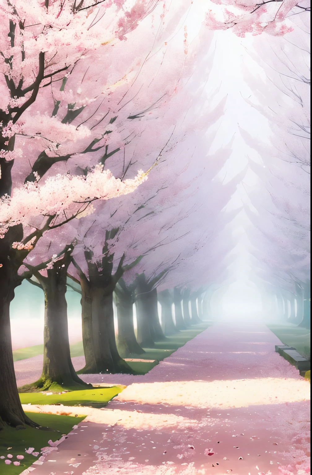 there is a tree with pink flowers in the foggy area, extremely beautiful and ethereal, spring early morning, misty garden, incredibly ethereal, cherry blossom forest, cherry blossom, cherry blossoms, flowers and trees, detailed trees in bloom, cherry blossom tree, cherry tree in the background, by Xie Shichen, by Cheng Jiasui, very ethereal, beautiful!!!!!!!!!