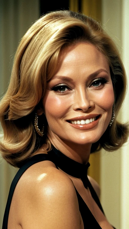 Faye Dunaway in hot evening wear and smiling