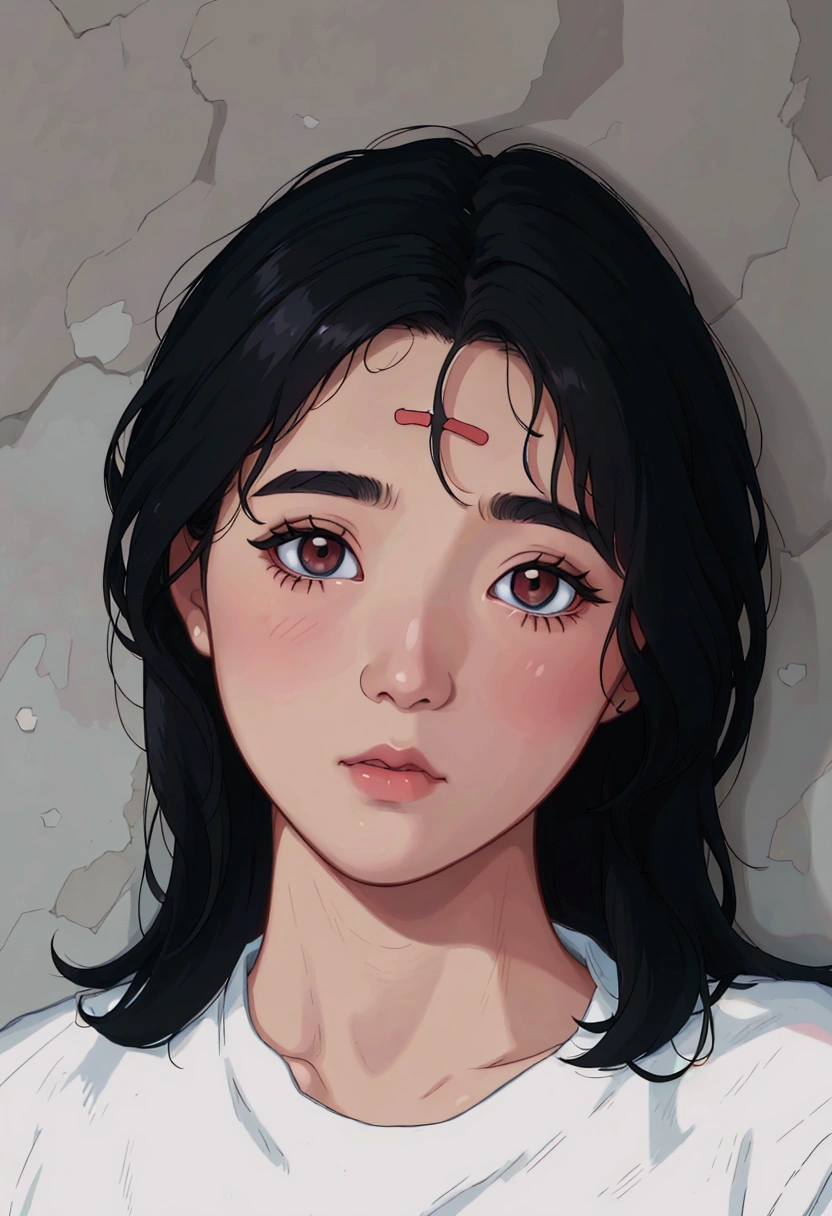(best quality:0.8) perfect anime illustration, a close up of a woman with a white shirt and black hair, jinyoung shin, young adorable korean face, female actress from korea, beautiful south korean woman, cute korean actress, korean symmetrical face, lee ji - eun, lee ji-eun, jaeyeon nam, beautiful young korean woman, kwak ji young, heonhwa choe, gorgeous young korean woman