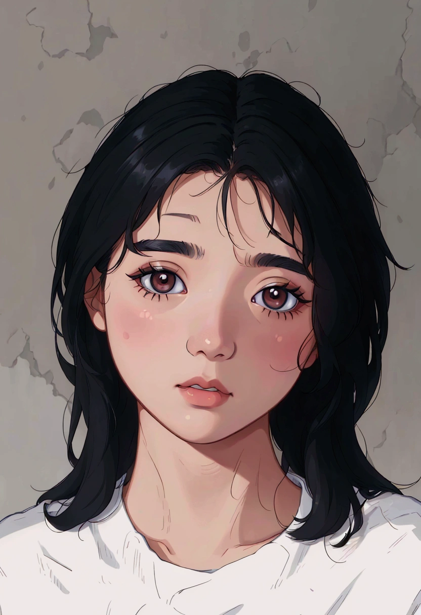(best quality:0.8) perfect anime illustration, a close up of a woman with a white shirt and black hair, jinyoung shin, young adorable korean face, female actress from korea, beautiful south korean woman, cute korean actress, korean symmetrical face, lee ji - eun, lee ji-eun, jaeyeon nam, beautiful young korean woman, kwak ji young, heonhwa choe, gorgeous young korean woman