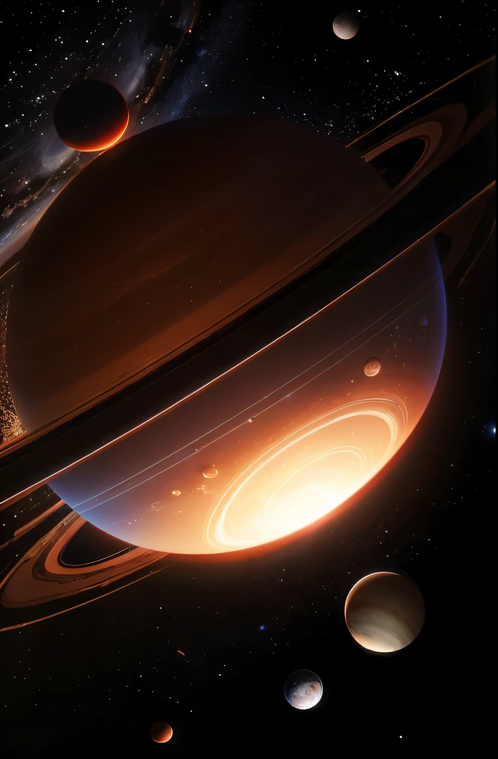 a red saturn with a ring in the sky, planet with rings, ringed planet in the sky, big disc of planet, saturn in the background, orbiting a gas giant planet, in honor of saturn, planet saturn, over looking saturn, saturn in the sky, large planet in the background, orbiting a gas giant, beautiful space star planet neon, saturn