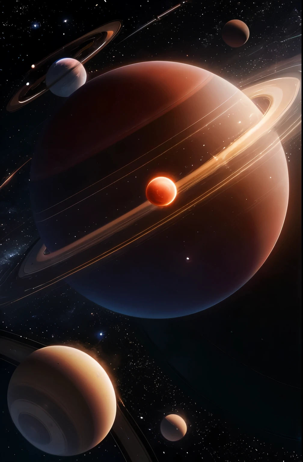 a red saturn with a ring in the sky, planet with rings, ringed planet in the sky, big disc of planet, saturn in the background, orbiting a gas giant planet, in honor of saturn, planet saturn, over looking saturn, saturn in the sky, large planet in the background, orbiting a gas giant, beautiful space star planet neon, saturn