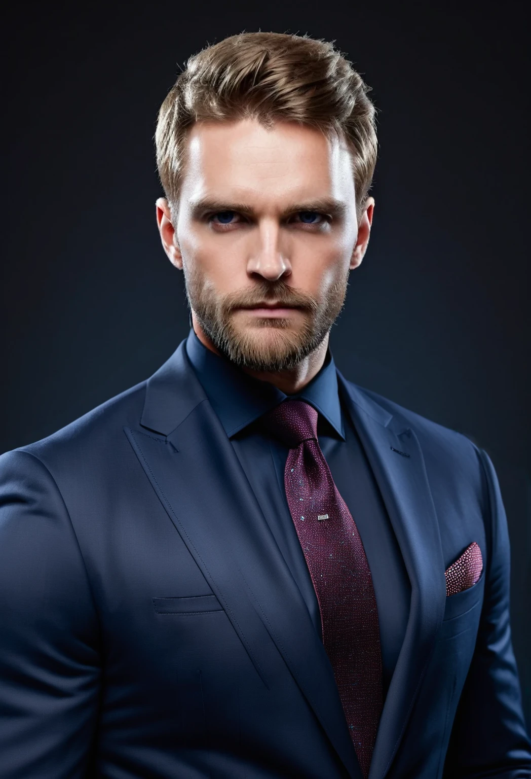 wearing a light navy blue suit, light blue shirt, low color saturation, light colors, elegant, stylish, classic portrait, detailed clothing, high quality, cinematic lighting, 8k, photorealistic
