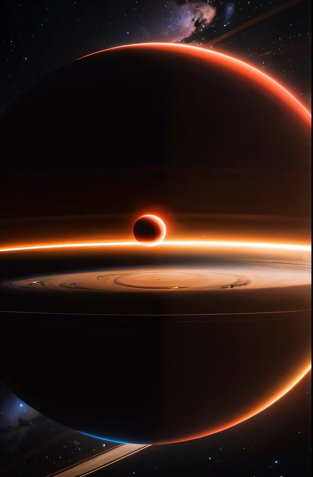a red saturn with a ring in the sky, planet with rings, ringed planet in the sky, big disc of planet, saturn in the background, orbiting a gas giant planet, in honor of saturn, planet saturn, over looking saturn, saturn in the sky, large planet in the background, orbiting a gas giant, beautiful space star planet neon, saturn