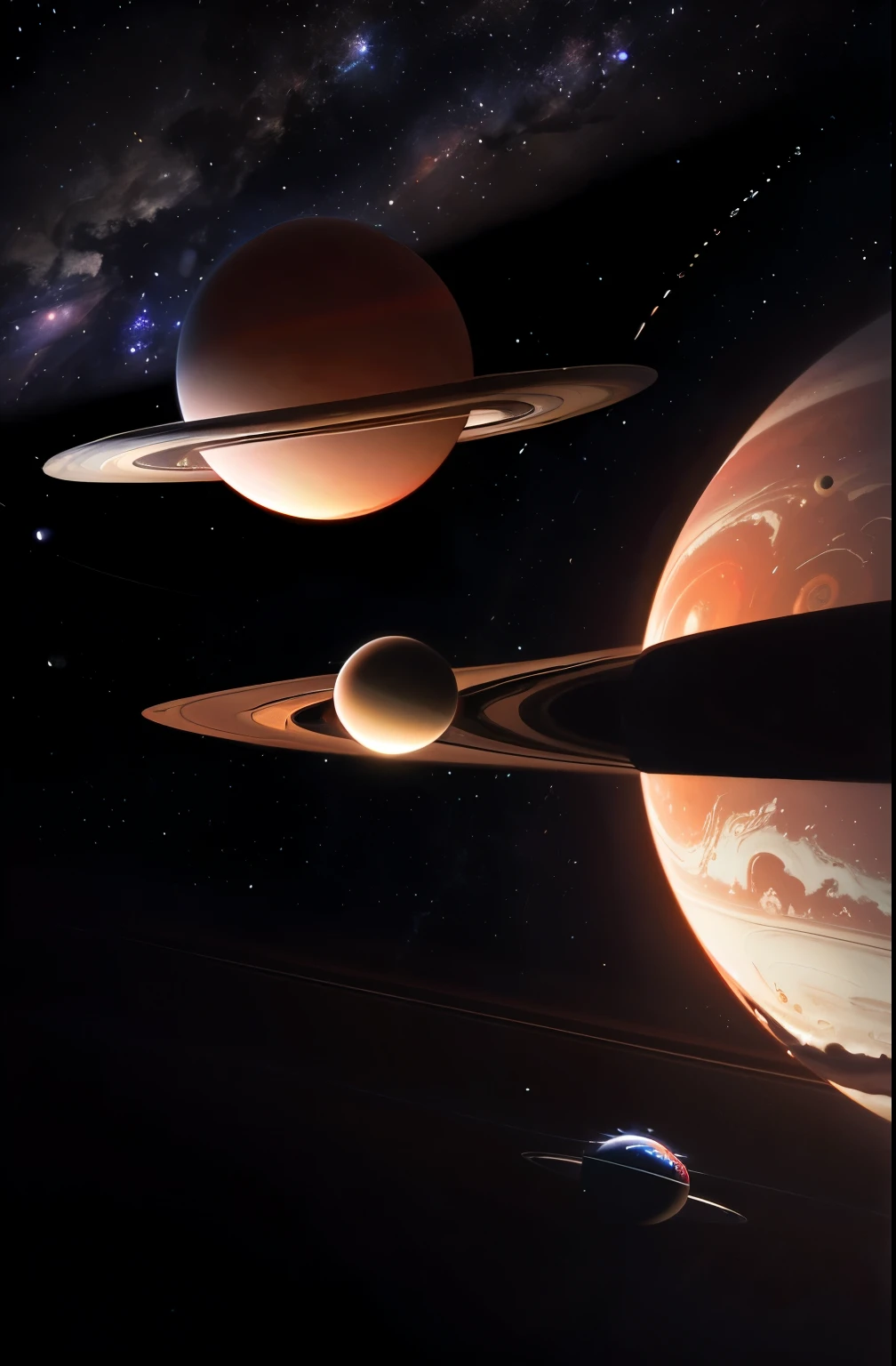 a red saturn with a ring in the sky, planet with rings, ringed planet in the sky, big disc of planet, saturn in the background, orbiting a gas giant planet, in honor of saturn, planet saturn, over looking saturn, saturn in the sky, large planet in the background, orbiting a gas giant, beautiful space star planet neon, saturn