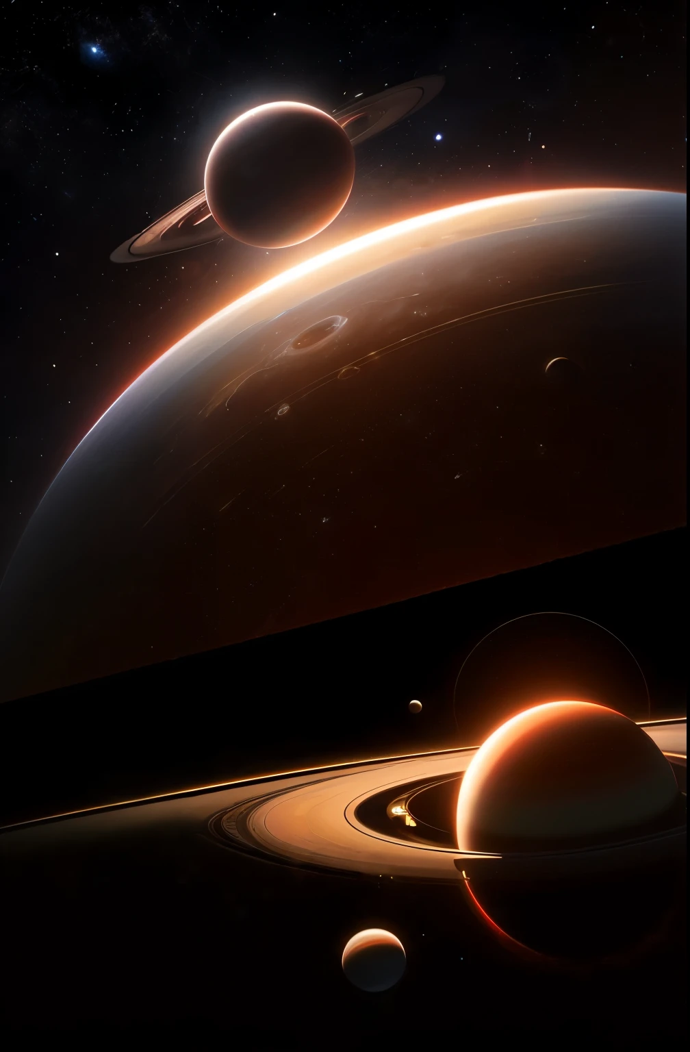a red saturn with a ring in the sky, planet with rings, ringed planet in the sky, big disc of planet, saturn in the background, orbiting a gas giant planet, in honor of saturn, planet saturn, over looking saturn, saturn in the sky, large planet in the background, orbiting a gas giant, beautiful space star planet neon, saturn