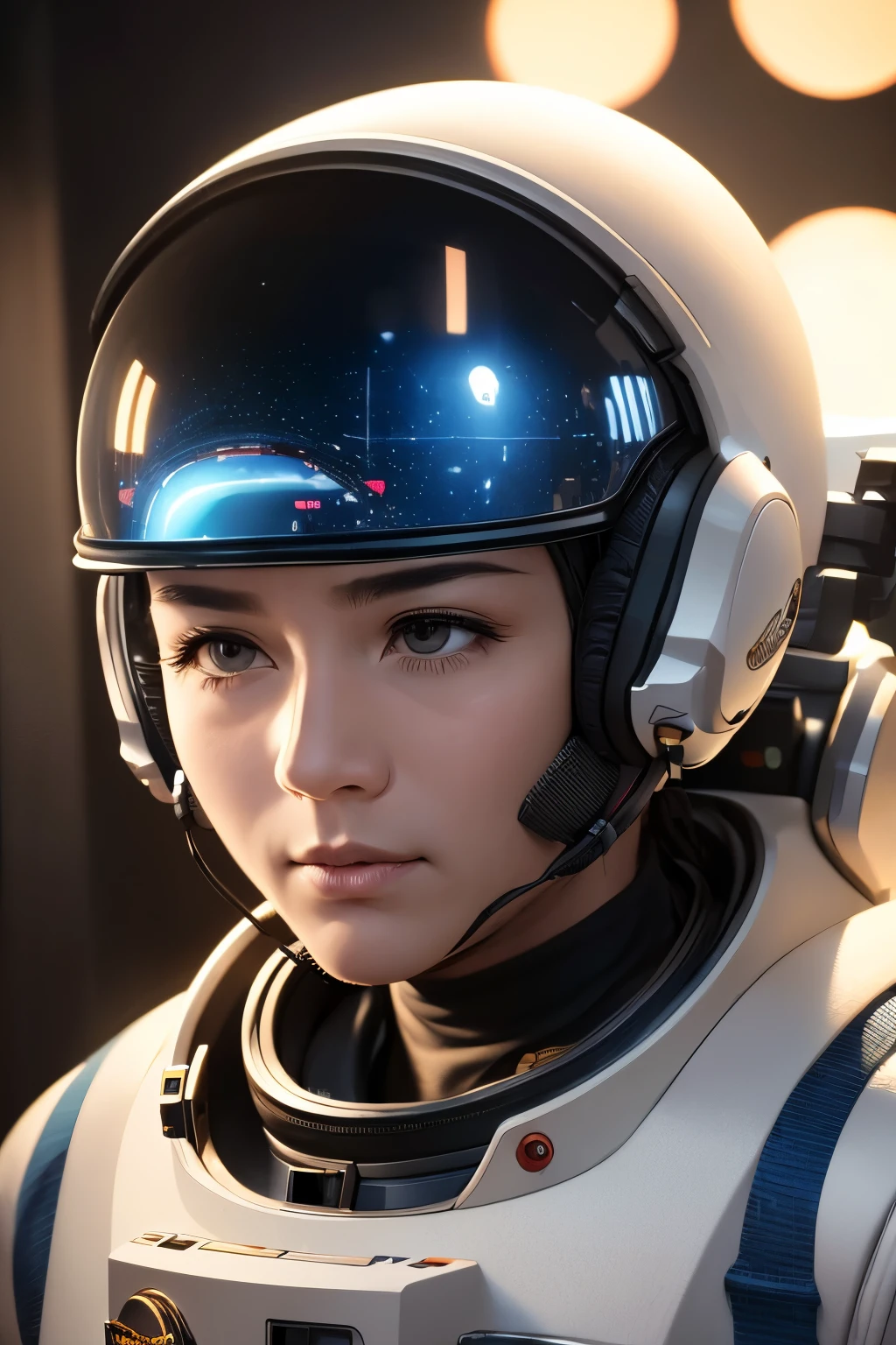 a father astronaut in space station, children video call, spaceship, digital technology, internet connection, detailed facial features, warm lighting, realistic, photorealistic, 8k, (best quality, 4k, 8k, highres, masterpiece:1.2), ultra-detailed, (realistic, photorealistic, photo-realistic:1.37), HDR, UHD, studio lighting, ultra-fine painting, sharp focus, physically-based rendering, extreme detail description, professional, vivid colors, bokeh