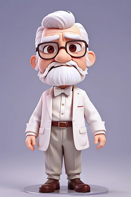 short little man, 70 years old, He has a white beard, white mustache, White hair, teacher, wearing white coat and bow tie, wear glasses, Hands on waist, very angry