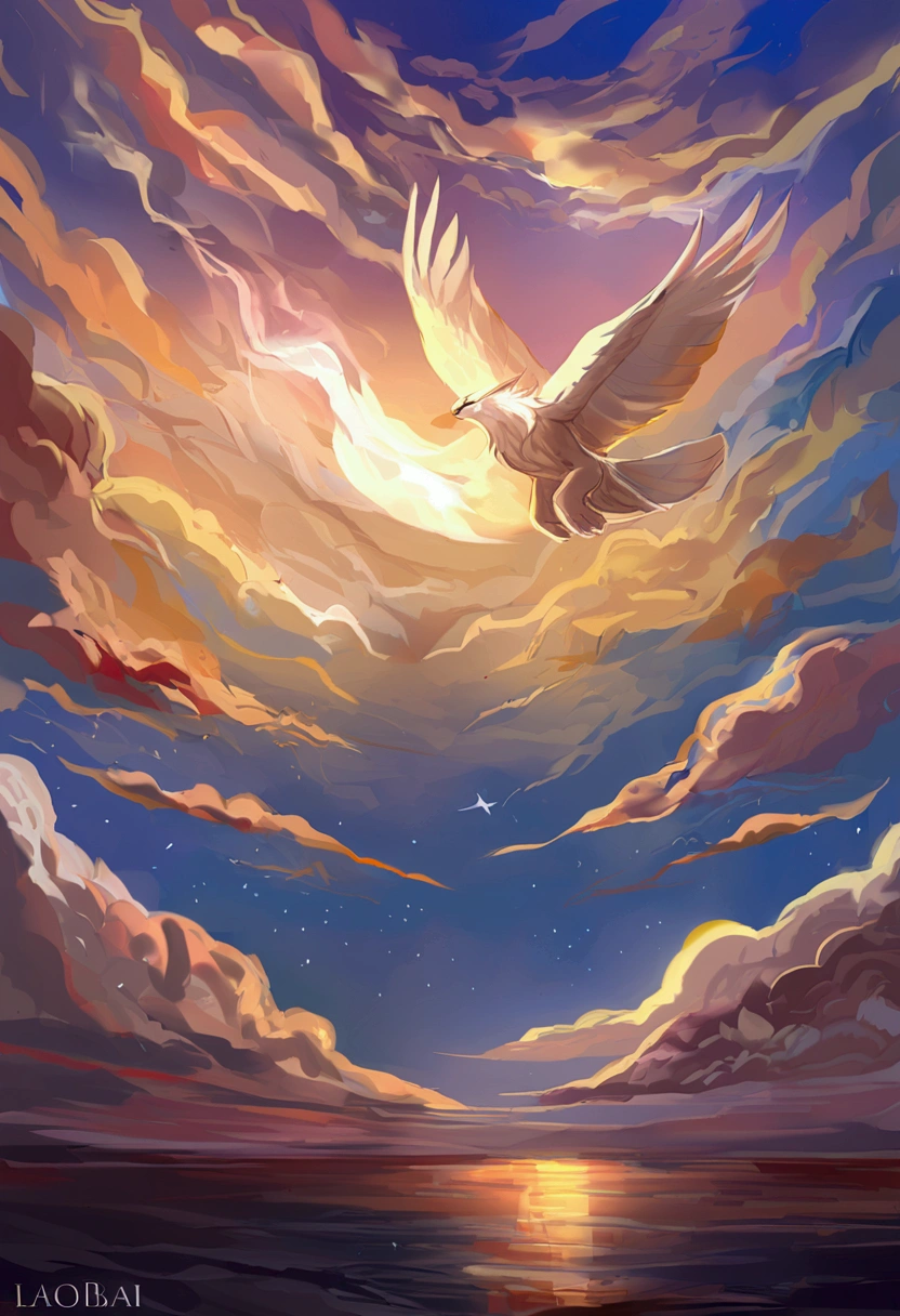 heavenly, angelic, heavenly background, twilight, by laobai