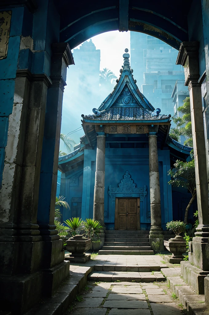 temple in the blue jungle