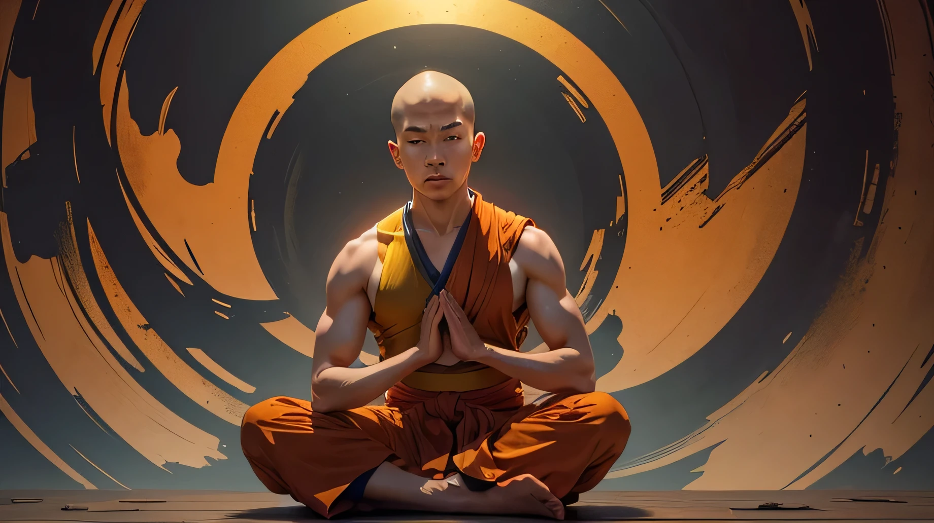 Shaolin monk meditating