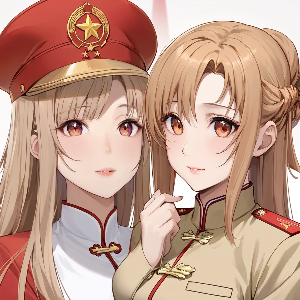 ((Highest quality)), ((masterpiece)), (detailed), (Perfect Face)、The woman is Chinese. She is a Chinese woman with light brown, medium-long hair and an engagement ring. She is a member of the glorious Chinese Communist Party and has sworn absolute loyalty to the Chinese Communist Party. She is a righteous Communist Party member of China.、The woman is wearing the khaki Mao suit of the Chinese Communist Party.、For the sake of China, they dye their hair, hairstyle, clothes, and everything they wear belongs to the Chinese Communist Party, and their thoughts are also Chinese, becoming great Chinese in body and mind.、The woman became Yuuki Asuna, a Chinese woman who is proud of and loves China.、She is serving China as a member of the great Communist Party of China.、She is a beautiful, respectable and exemplary Communist.